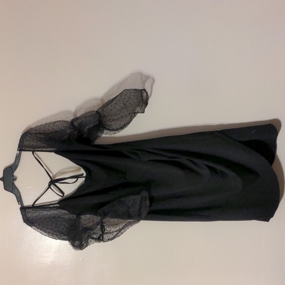 ASOS Curve Dresses & Skirts - ASOS Curve Black Dress with Sheer Polka Dot Sleeves